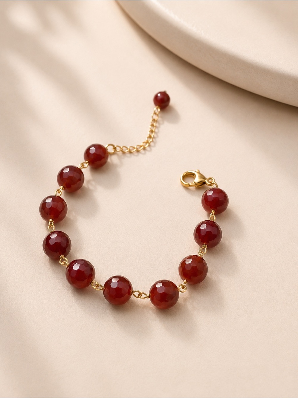 Red Agate Bracelet 10mm Faceted